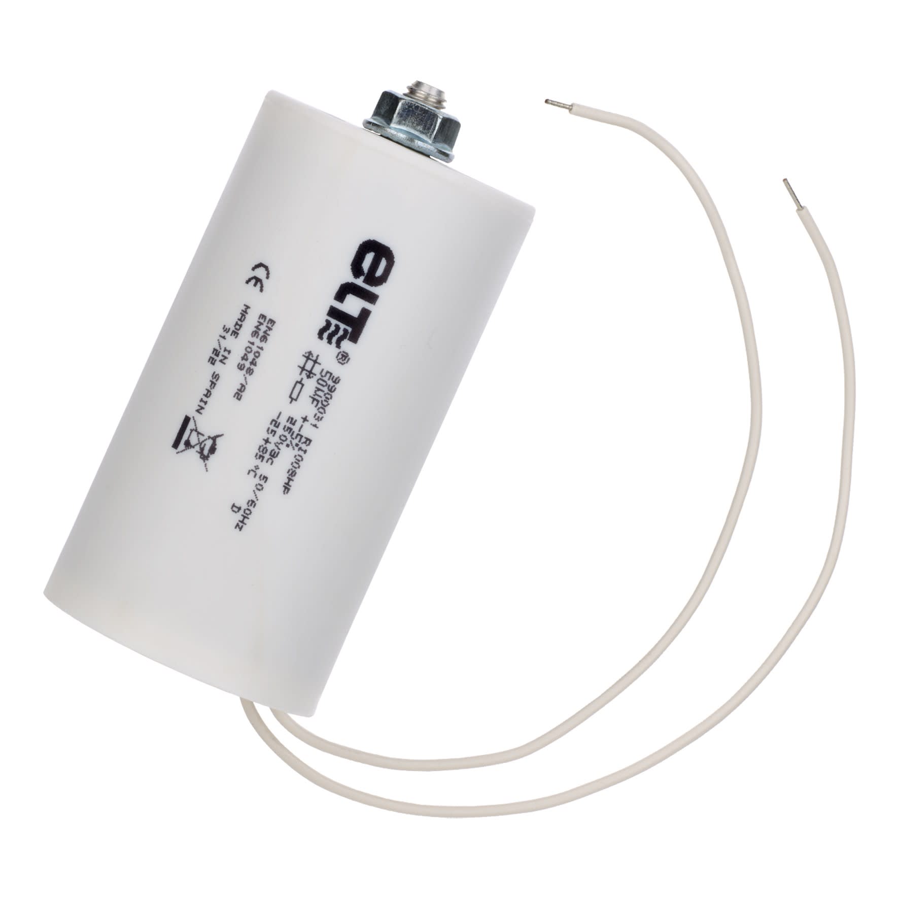 Bailey - Condensateur 50µF 250V M8x10 - pré-câblé 2x200mm 35x100mm pour lampes à décharge