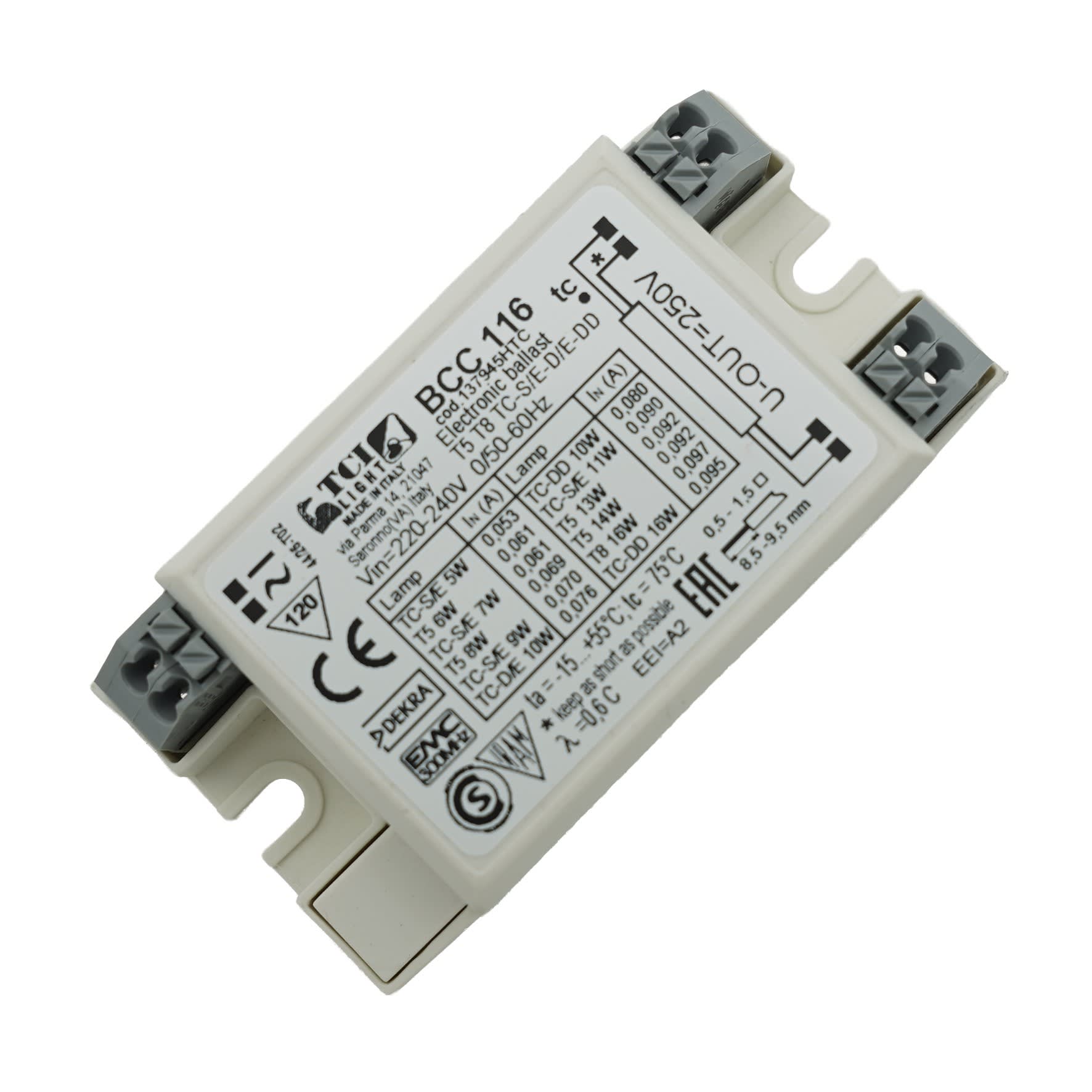 Bailey - TCI Ballast électronique 137945HTC fluo pour lampes 1x5W-16W et tubes 1x4W-16W