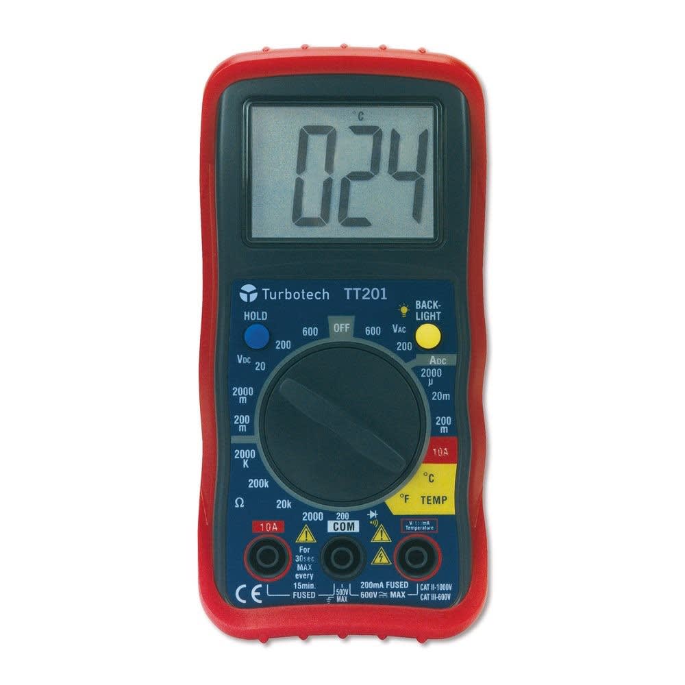 Turbotronic - Multimètre numérique sélecteur de gamme manuel. Grand écran.