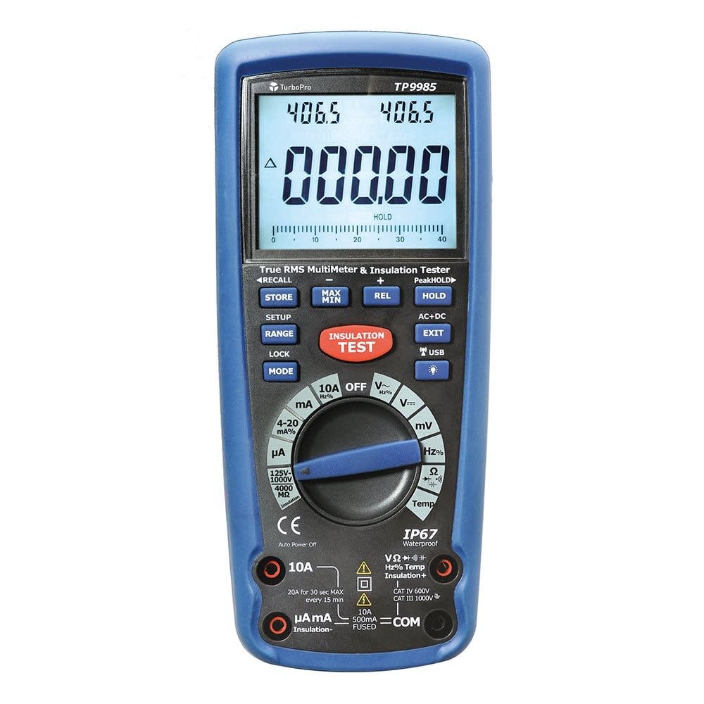 Turbotronic - Multimètre TRMS, IP67 et résistance d'isolement 125/250/500/1000V cat IV 600V