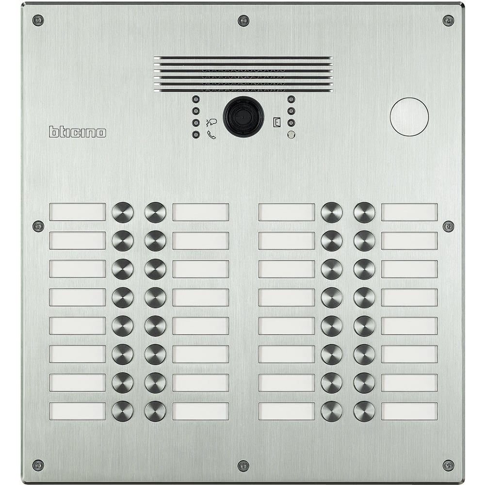 Bticino - Platine antivandale à bouton poussoir Linea 300 pour 21 à 32 appels façade Alu