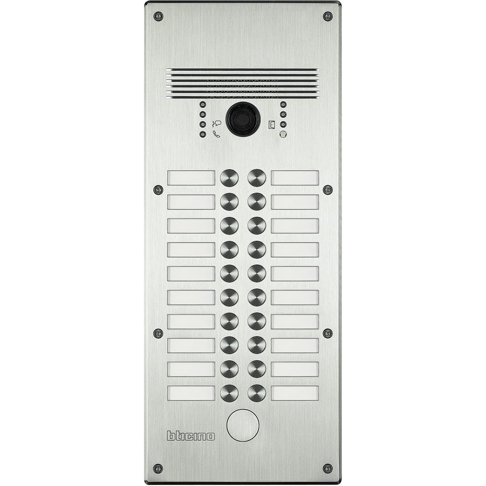 Bticino - Platine antivandale à bouton poussoir Linea 300 - 13 à 20 appels façade Inox