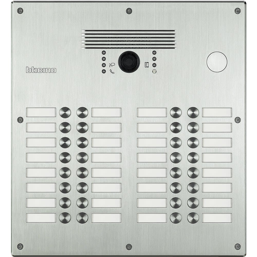 Bticino - Platine antivandale à bouton poussoir Linea 300 - 21 à 32 appels façade Inox