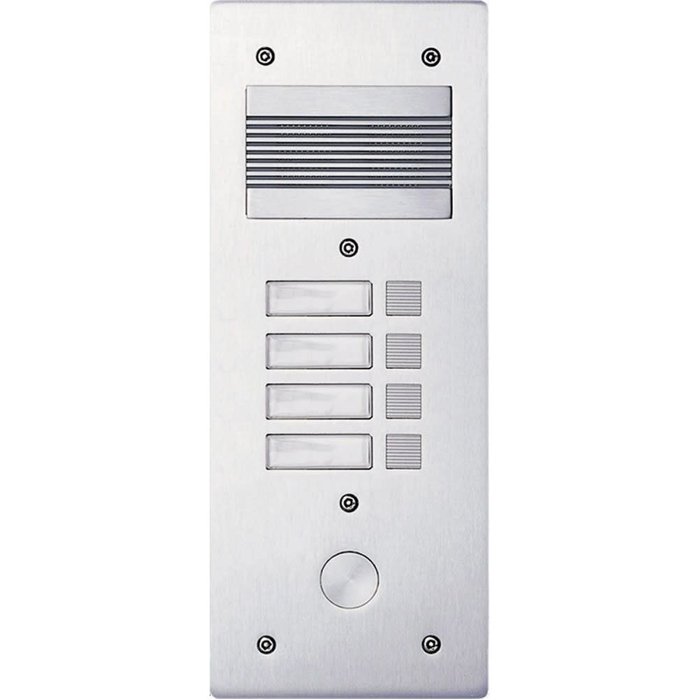 Bticino - Platine de rue Série 200 audio étroite façade Alu 4mm 4 appels