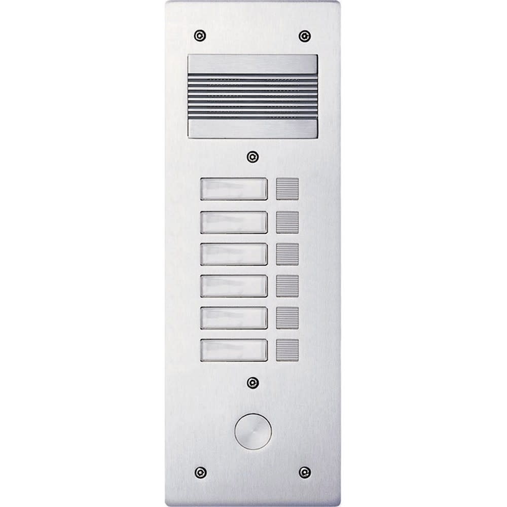 Bticino - Platine de rue Série 200 audio étroite façade Alu 4mm 6 appels