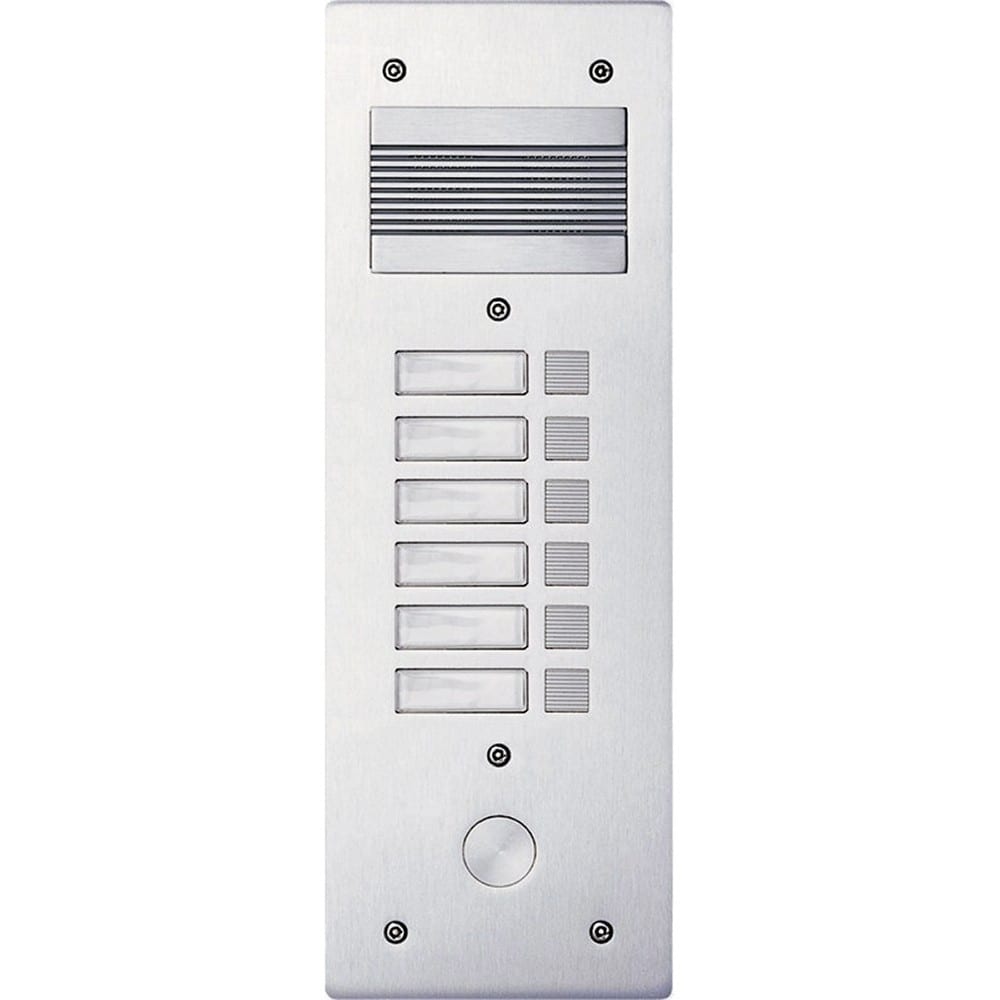 Bticino - Platine de rue Série 200 audio étroite façade Alu 4mm 6 appels