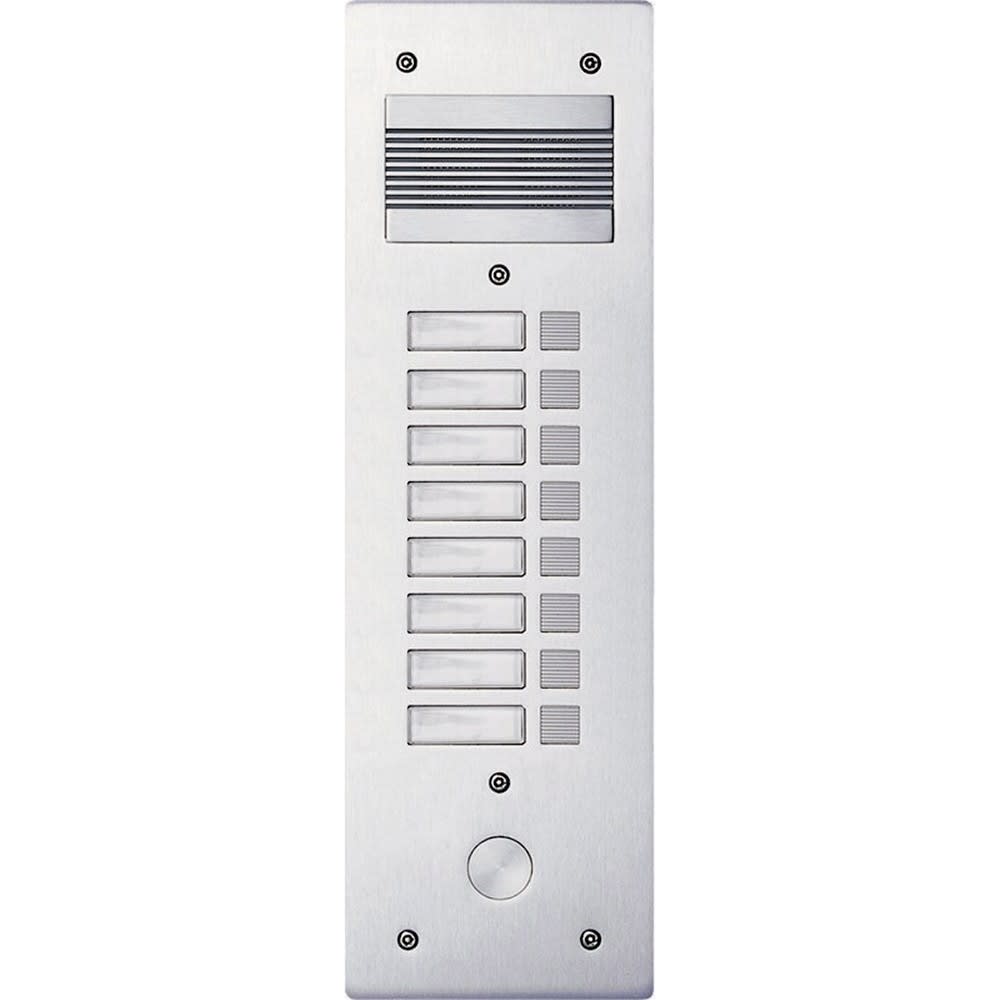 Bticino - Platine de rue Série 200 audio étroite façade Alu 4mm 8 appels