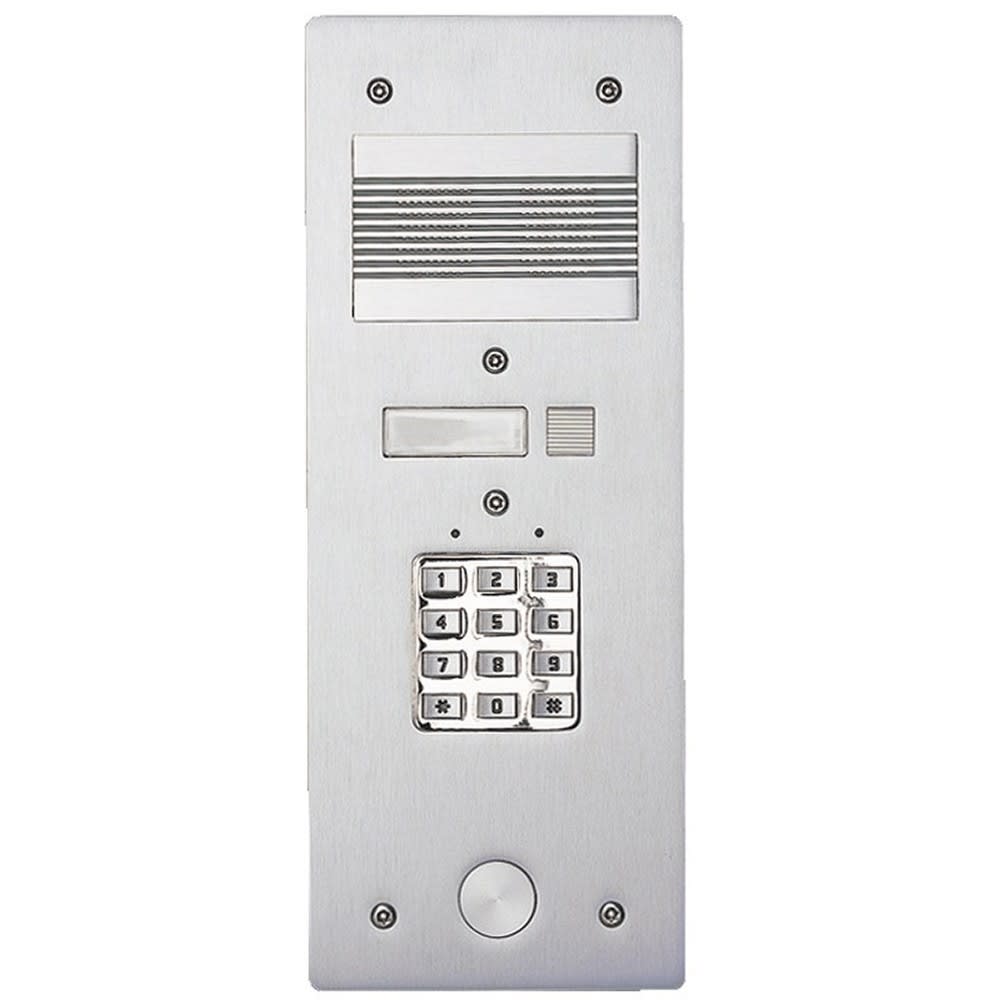 Bticino - Platine de rue Série 200 audio étroite avec clavier codé façade Alu 4mm 1 appel