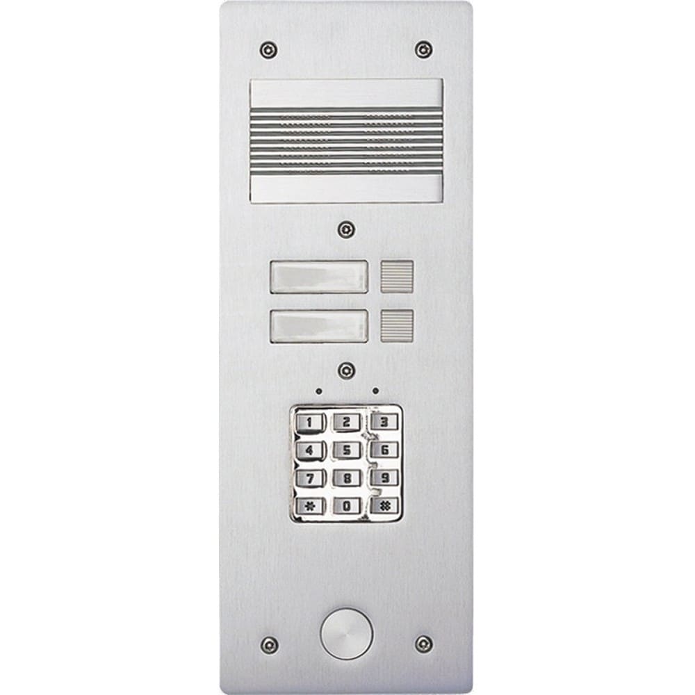 Bticino - Platine de rue Série 200 audio étroite avec clavier codé façade Alu 4mm 2 appels