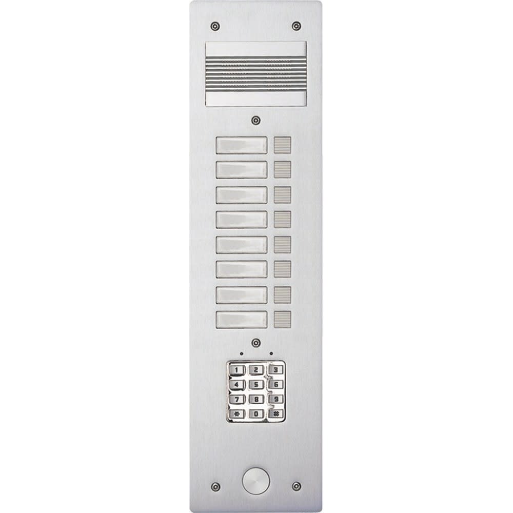 Bticino - Platine de rue Série 200 audio étroite avec clavier codé façade Alu 4mm 8 appels