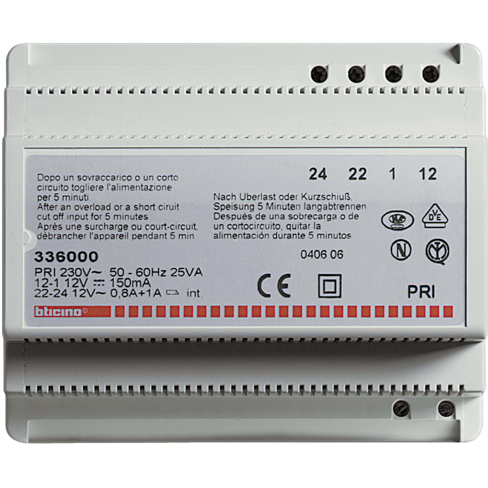 Bticino - Alimentation analogique audio associee au relais reference 336200 - 6 modules