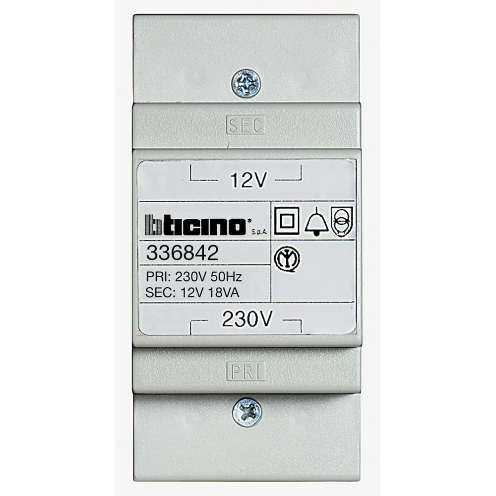 Bticino - Alim alternative 230V-12V - Transfo pour eclairage porte-etiquette - 3mod. DIN