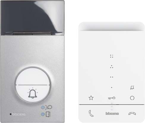 Bticino - Kit Classe 100 audio mains-libres blanc avec platine Linea3000 gris