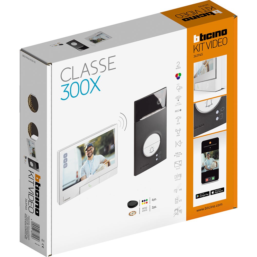 Bticino - Kit Portier Classe 300X - Blanc + platine Linéa 3000 Noire avec badges