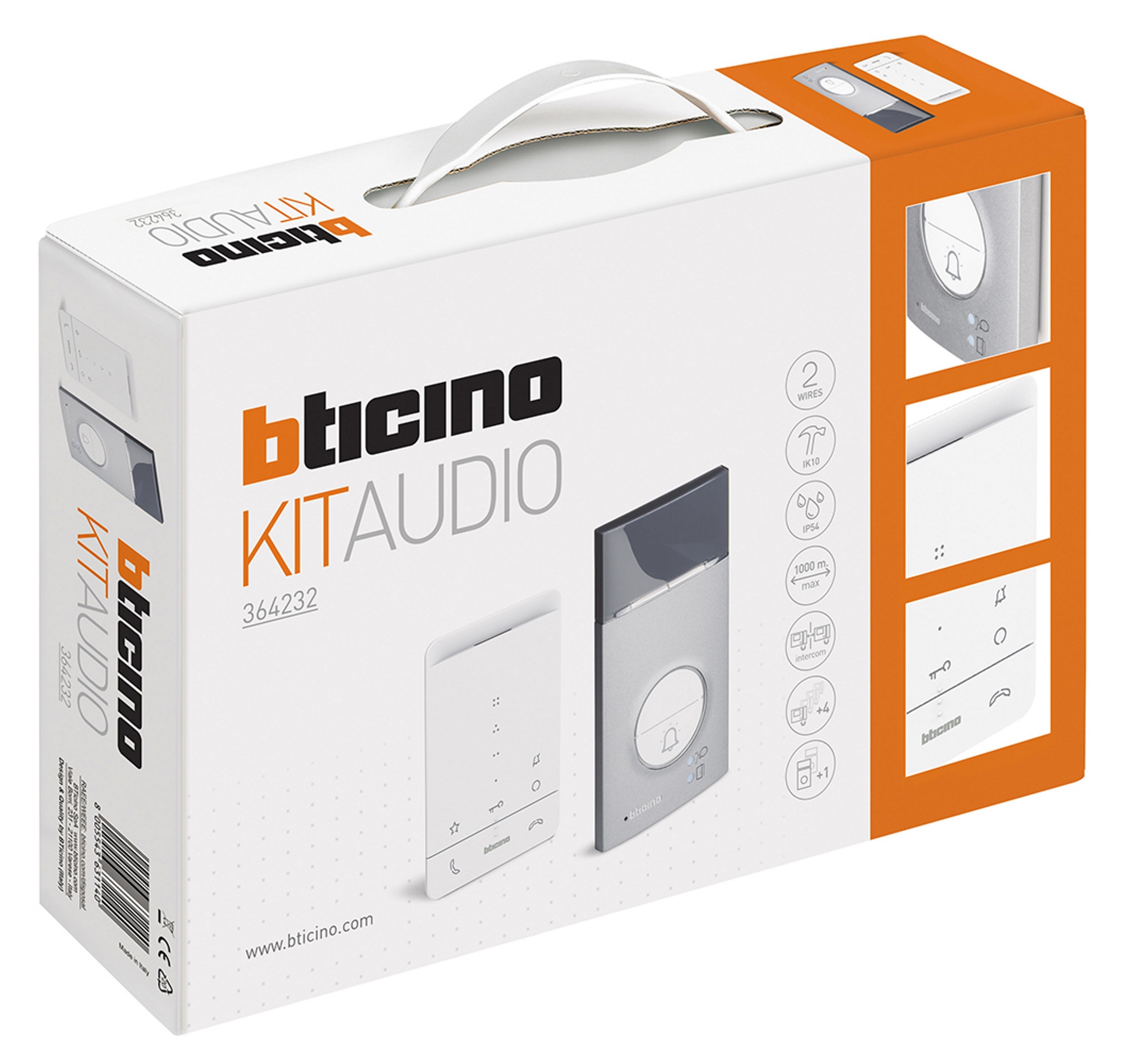 Bticino - Kit Classe 100 audio mains-libres blanc avec platine Linea 3000 gris