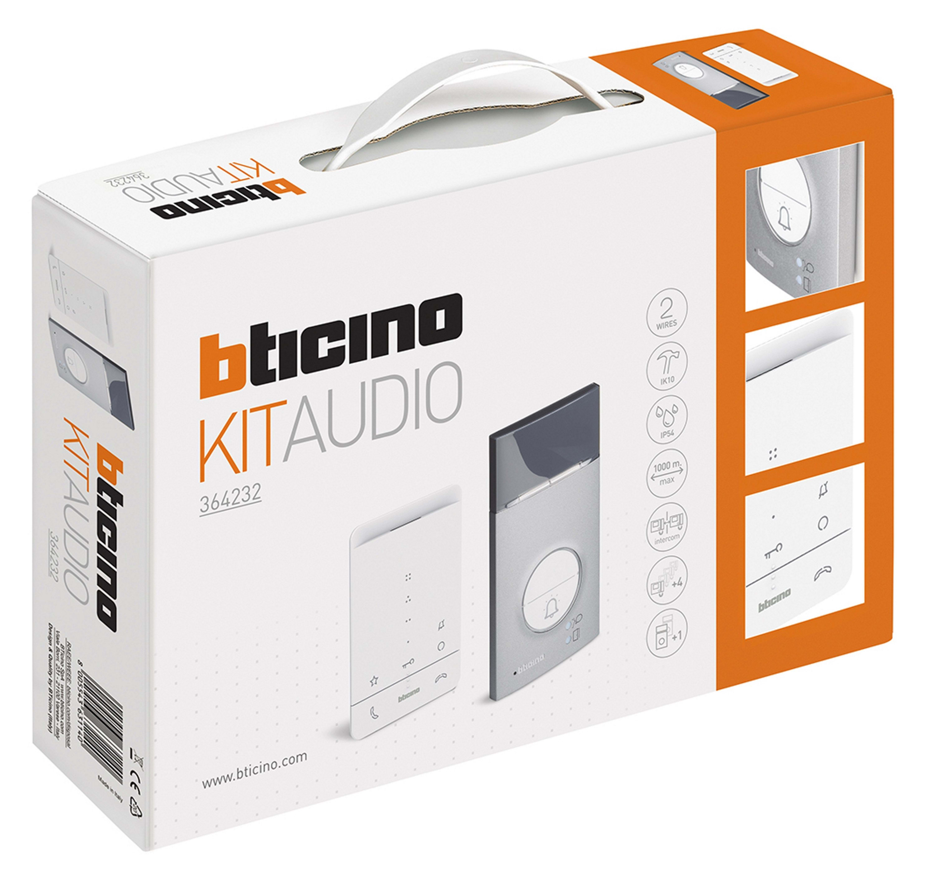 Bticino - Kit Classe 100 audio mains-libres blanc avec platine Linea 3000 gris