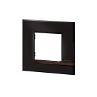 Bticino - Plaque Altège Déco 1 poste Onyx - noir brillant avec liseré bois foncé