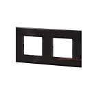 Bticino - Plaque Altège Déco 2 postes Onyx - noir brillant avec liseré bois foncé