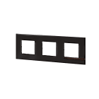 Bticino - Plaque Altège Déco 3 postes Onyx - noir brillant avec liseré bois foncé