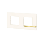 Bticino - Plaque Altège Déco 2 postes Opale - blanc brillant avec liseré imitation or