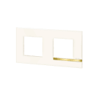 Bticino - Plaque Altège Déco 2 postes Opale - blanc brillant avec liseré imitation or