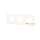 Bticino - Plaque Altège Déco 3 postes Opale - blanc brillant avec liseré imitation or