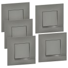 Bticino - Lot de 5 interrupteurs ou va-et-vient Altège complet - finition Nuage