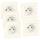 Bticino - Lot de 5 prises de courant avec terre Altège complet - finition Neige
