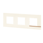 Bticino - Plaque Altège Mezzo 3 postes Note boisée - blanc satiné avec liseré effet bois