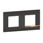 Bticino - Plaque Altege Mezzo 2 postes Note cuivree - noir satine avec lisere effet cuivre
