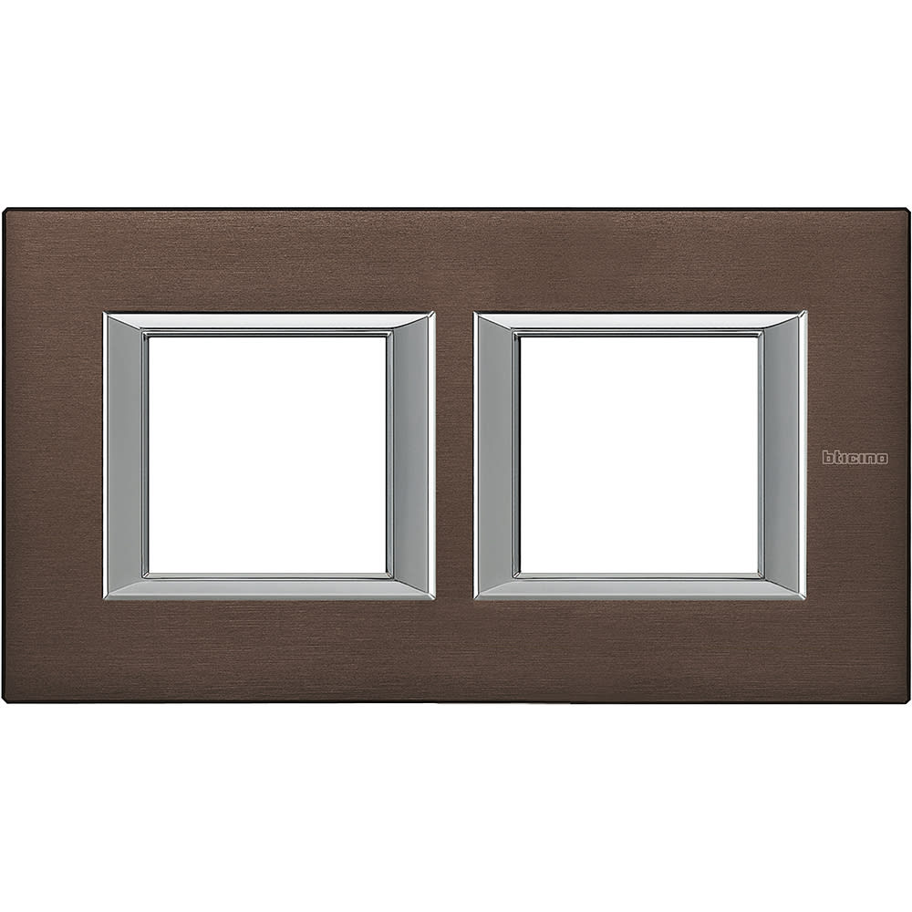 Bticino - Plaque rectangulaire Axolute Aluminium anodise 2+2 modules horizontal - Bronze