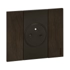 Bticino - Plaque de finition Living Now Collection Les Noirs 2 modules finition Noyer