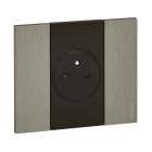 Bticino - Plaque de finition Living Now Collection Les Noirs 2 modules finition Acier