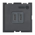 Bticino - Prises 2 USB Type-C 3A 15W Living Now - 2 modules