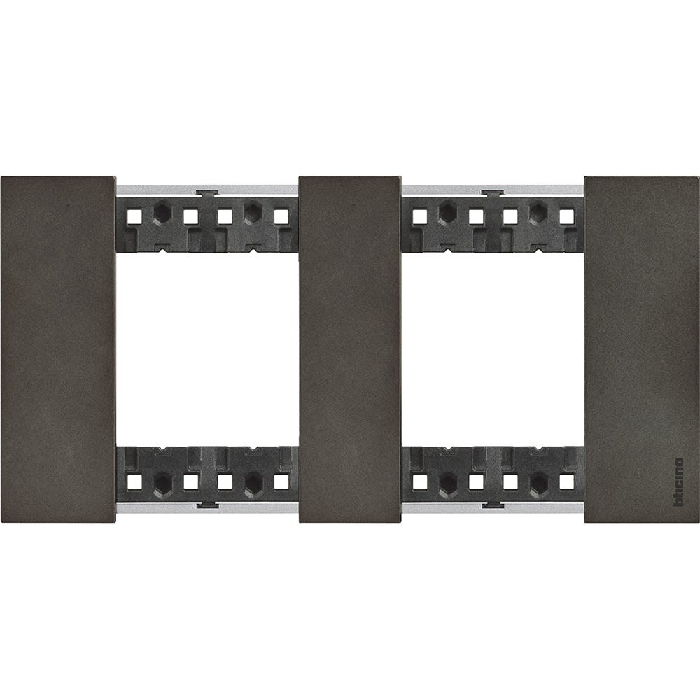 Bticino - Plaque de finition Living Now Collection Les Noirs 2x2 modules - Acier Space