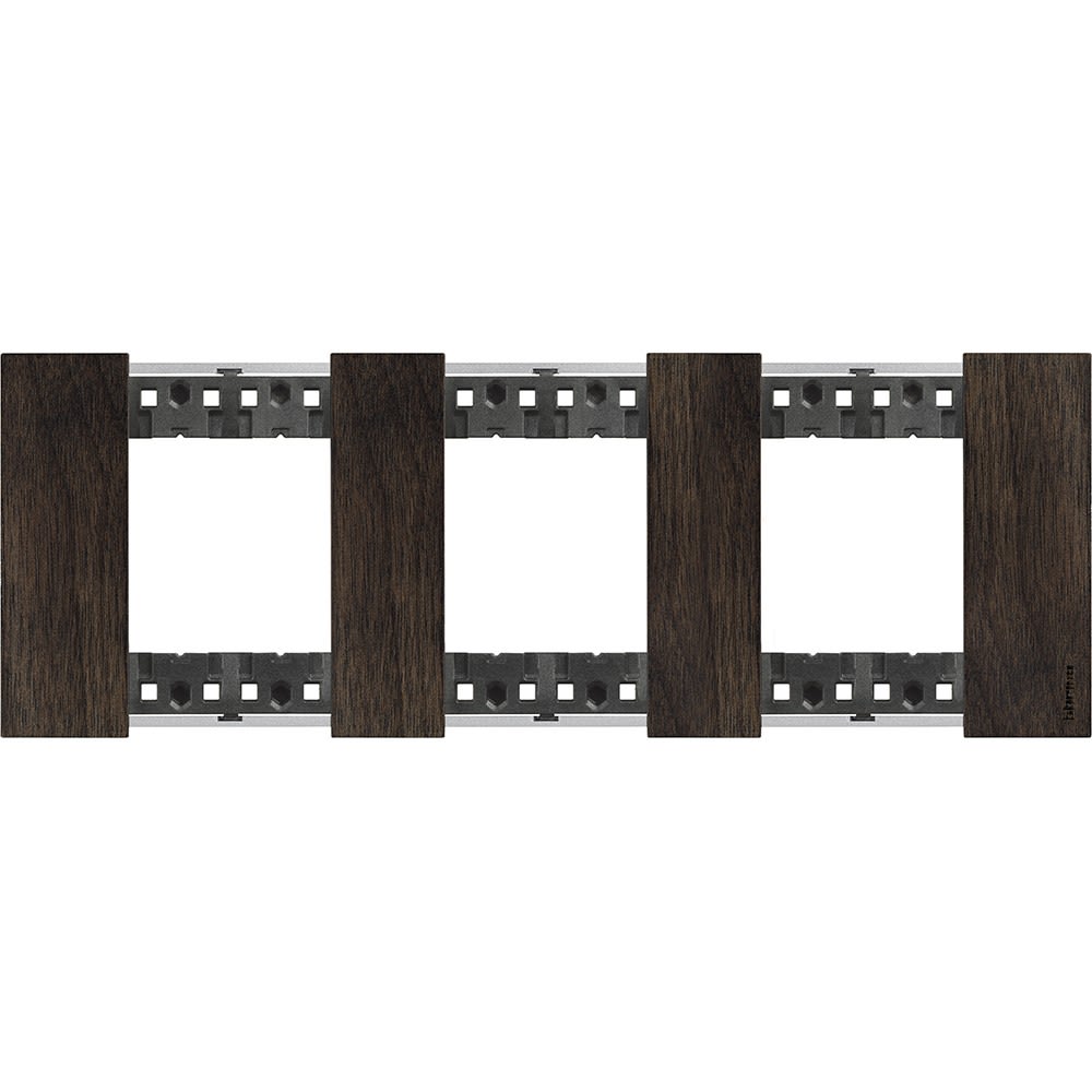 Bticino - Plaque de finition Living Now Collection Les Noirs 3x2 modules finition Noyer