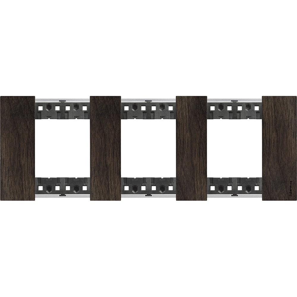Bticino - Plaque de finition Living Now Collection Les Noirs 3x2 modules finition Noyer
