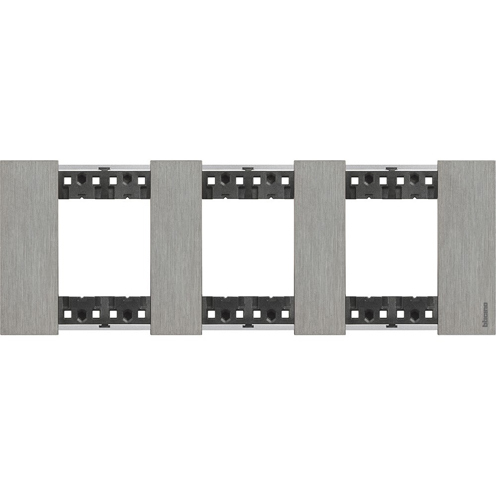 Bticino - Plaque de finition Living Now Collection Les Noirs 3x2 modules finition Acier