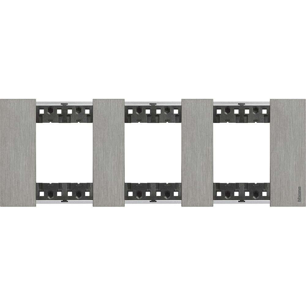 Bticino - Plaque de finition Living Now Collection Les Noirs 3x2 modules finition Acier