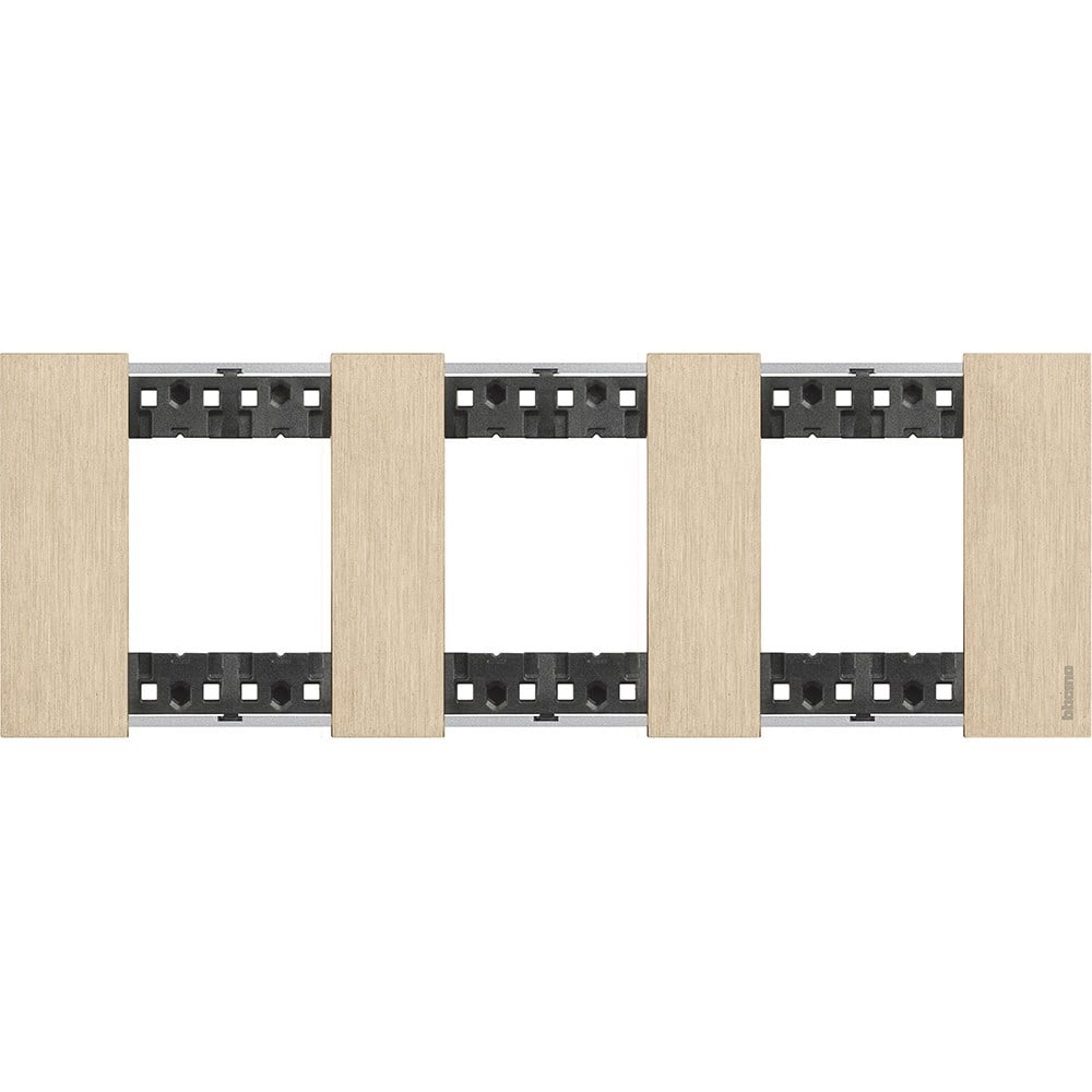 Bticino - Plaque de finition Living Now Collection Les Blancs 3x2 modules finition Or