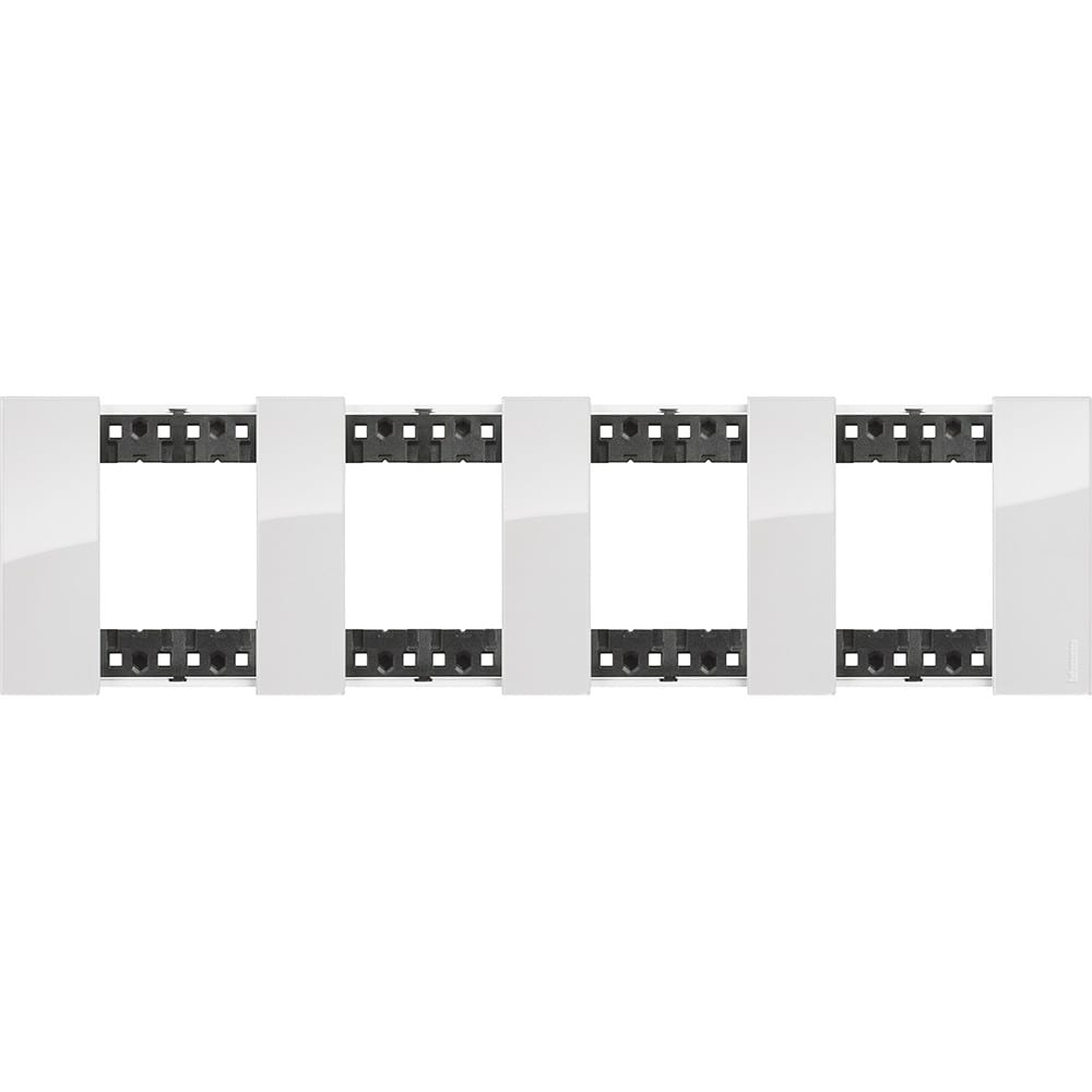 Bticino - Plaque de finition Living Now Collection Les Blancs 4x2 modules finition Glacier