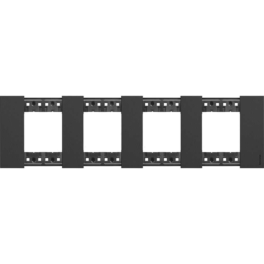 Bticino - Plaque de finition Living Now Collection Les Noirs 4x2 modules finition Noir