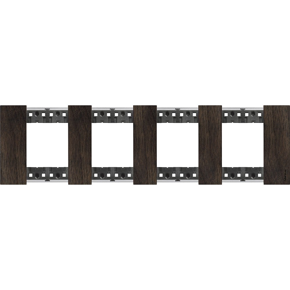Bticino - Plaque de finition Living Now Collection Les Noirs 4x2 modules finition Noyer