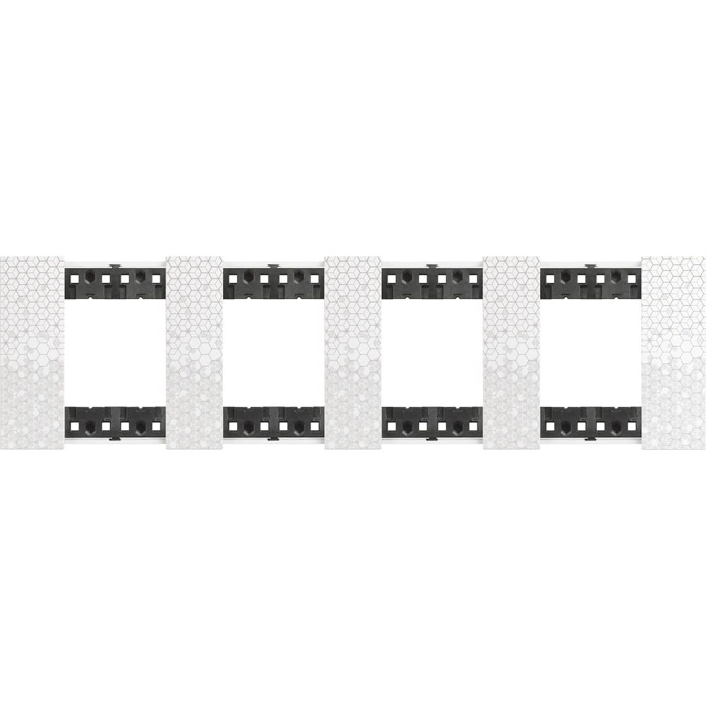 Bticino - Plaque de finition Living Now Collection Les Blancs 4x2 modules finition Pixel