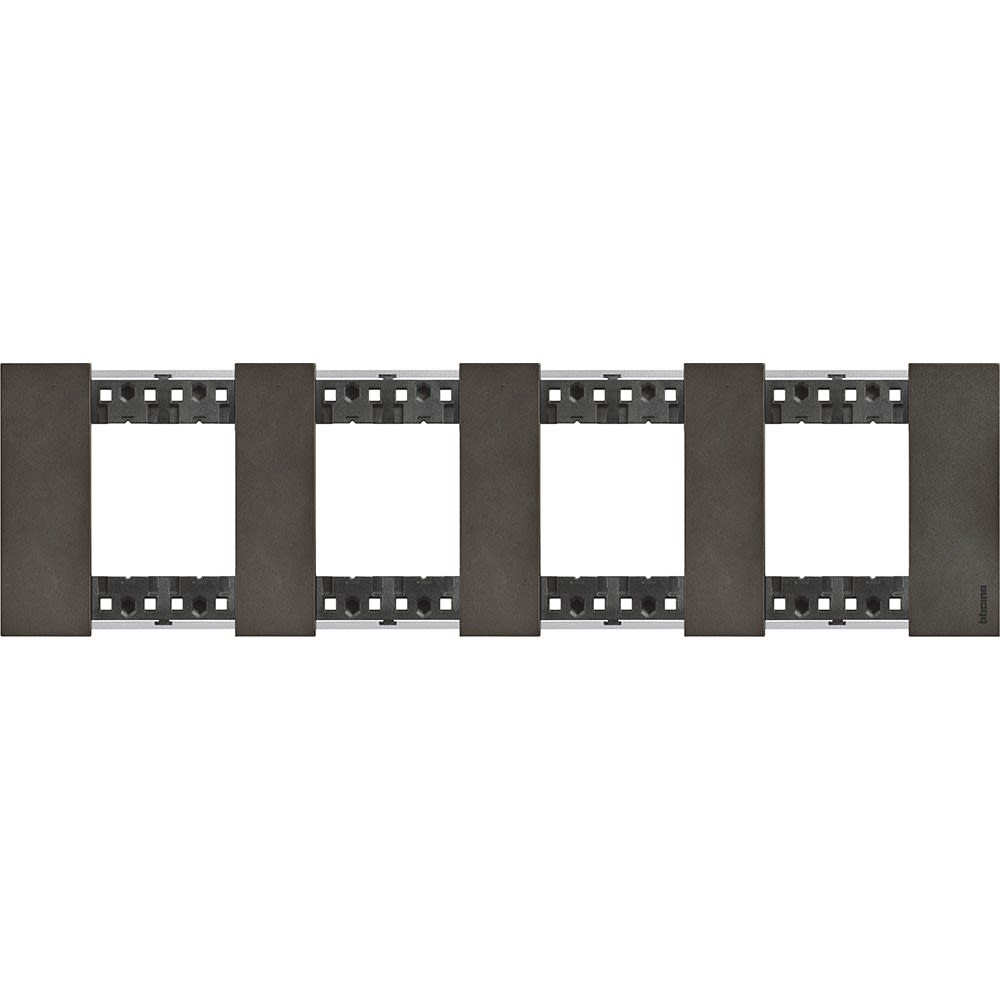 Bticino - Plaque de finition Living Now Collection Les Noirs 4x2 modules - Acier Space