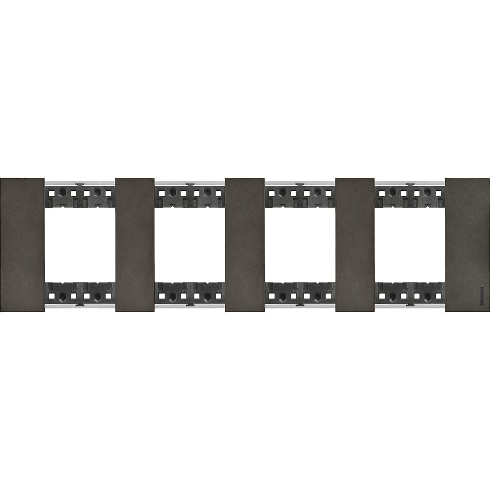 Bticino - Plaque de finition Living Now Collection Les Noirs 4x2 modules - Acier Space