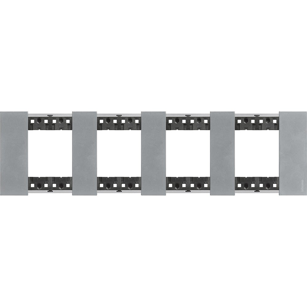 Bticino - Plaque de finition Living Now Collection Les Blancs 4x2 modules - Acier Moon