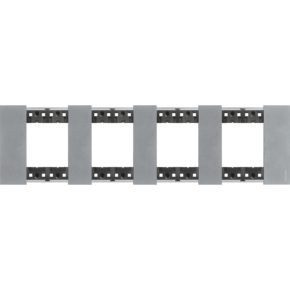 Bticino - Plaque de finition Living Now Collection Les Blancs 4x2 modules - Acier Moon