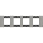 Bticino - Plaque de finition Living Now Collection Les Noirs 4x2 modules finition Acier