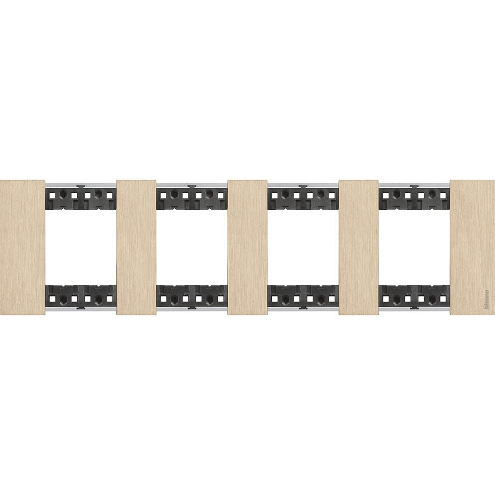 Bticino - Plaque de finition Living Now Collection Les Blancs 4x2 modules finition Or